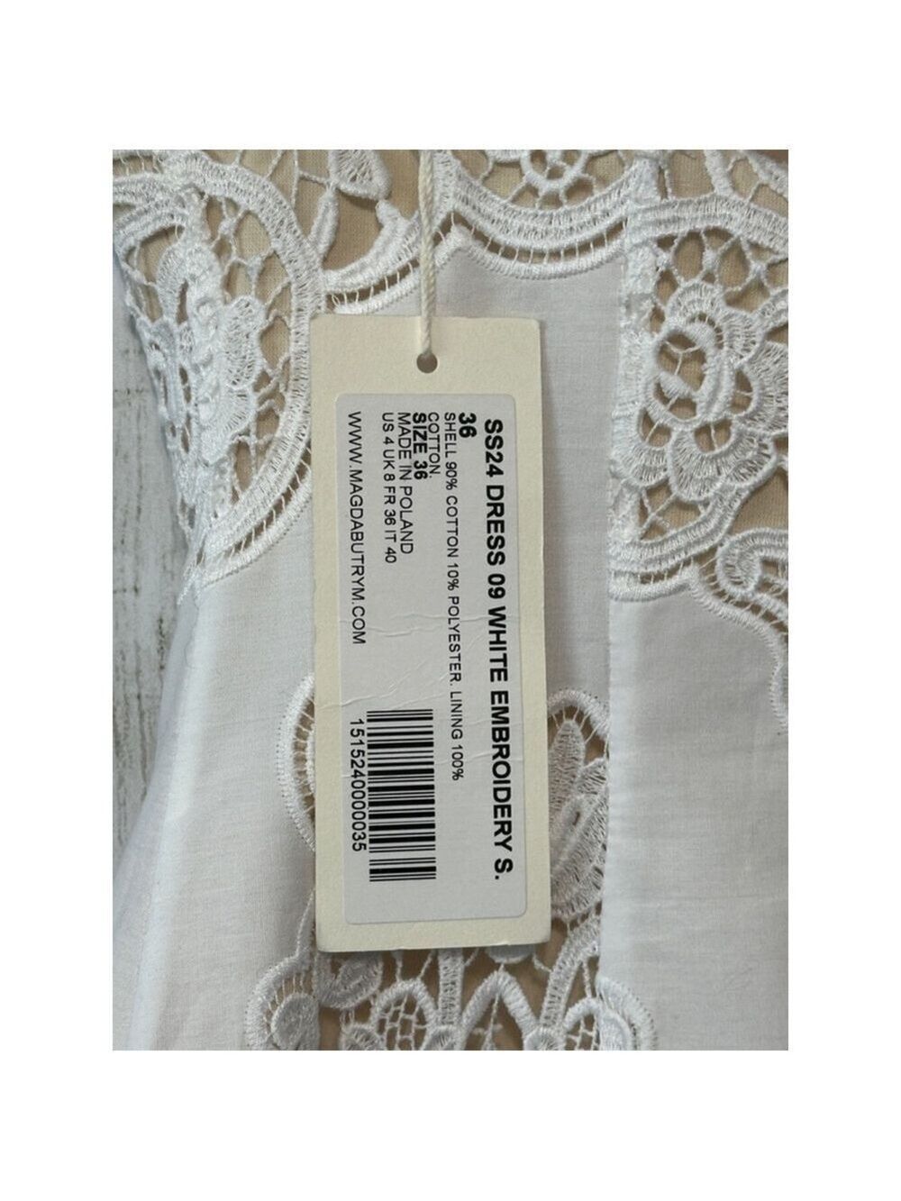 Magda Butrym Strapless Midi Dress • White Lace Cutout • Size 36 • New With Tags - Picture 10 of 11